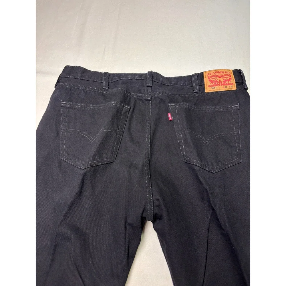 Levis 505 Regular Fit Black Jeans Mens W42 L28 Straight Leg‎ Denim 00505-0260